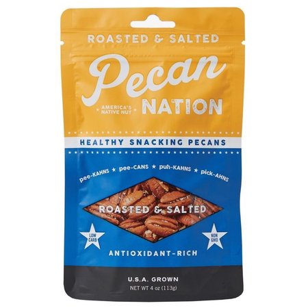 PECAN NATION Roasted Salted Pecans 4 oz Pouch PNRS4.8